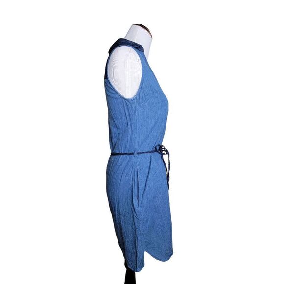 Bluet Sleeveless Two Tone Cotton Tie Waist Dress Blue Size 6 Petite - Picture 6 of 12